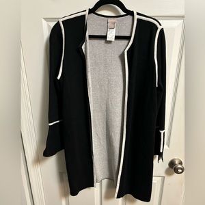 Black long cardigan with white detailing